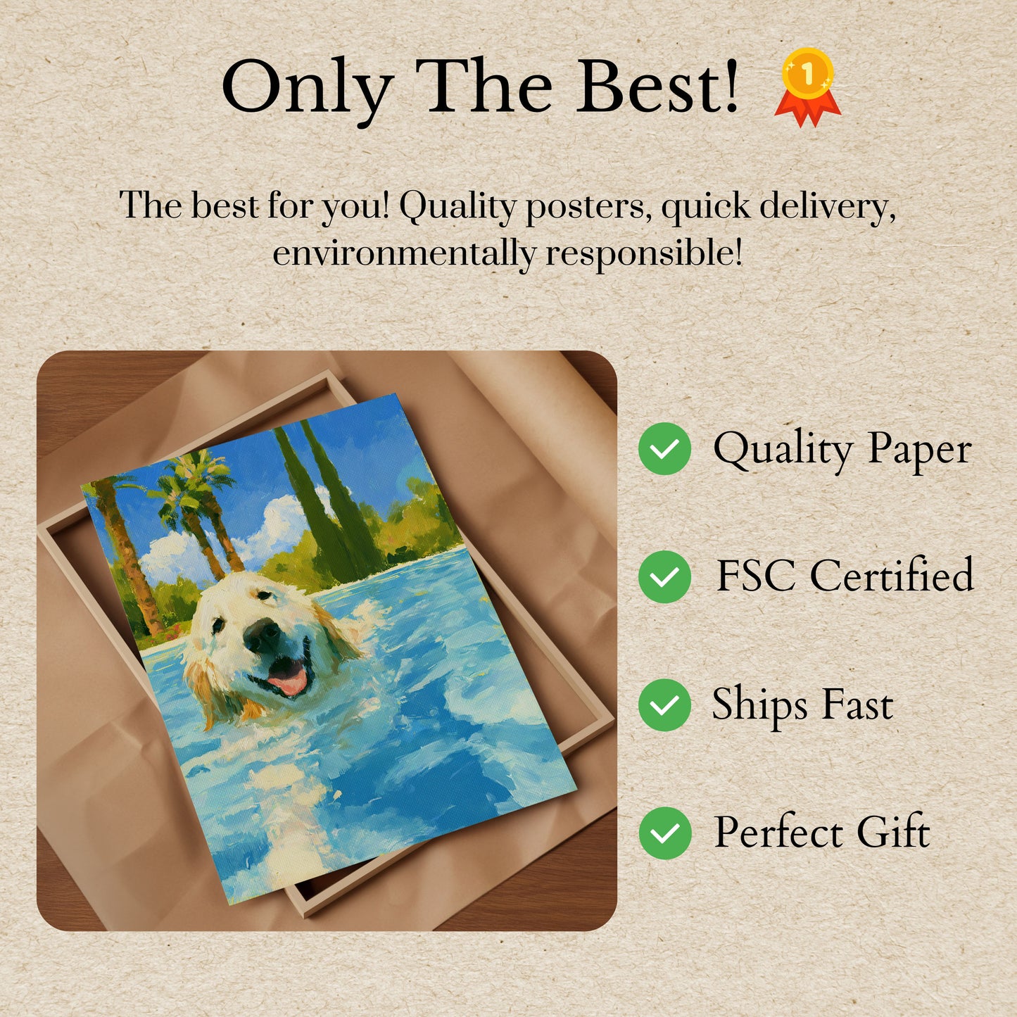 Golden Retriever Pool Paradise Poster