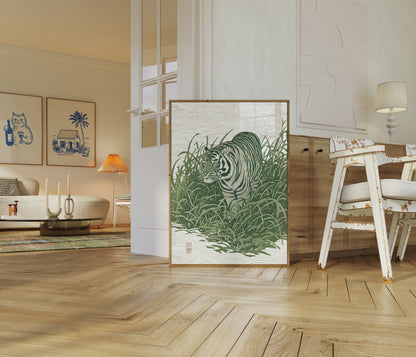 Emerald Tiger Wild Grass Poster
