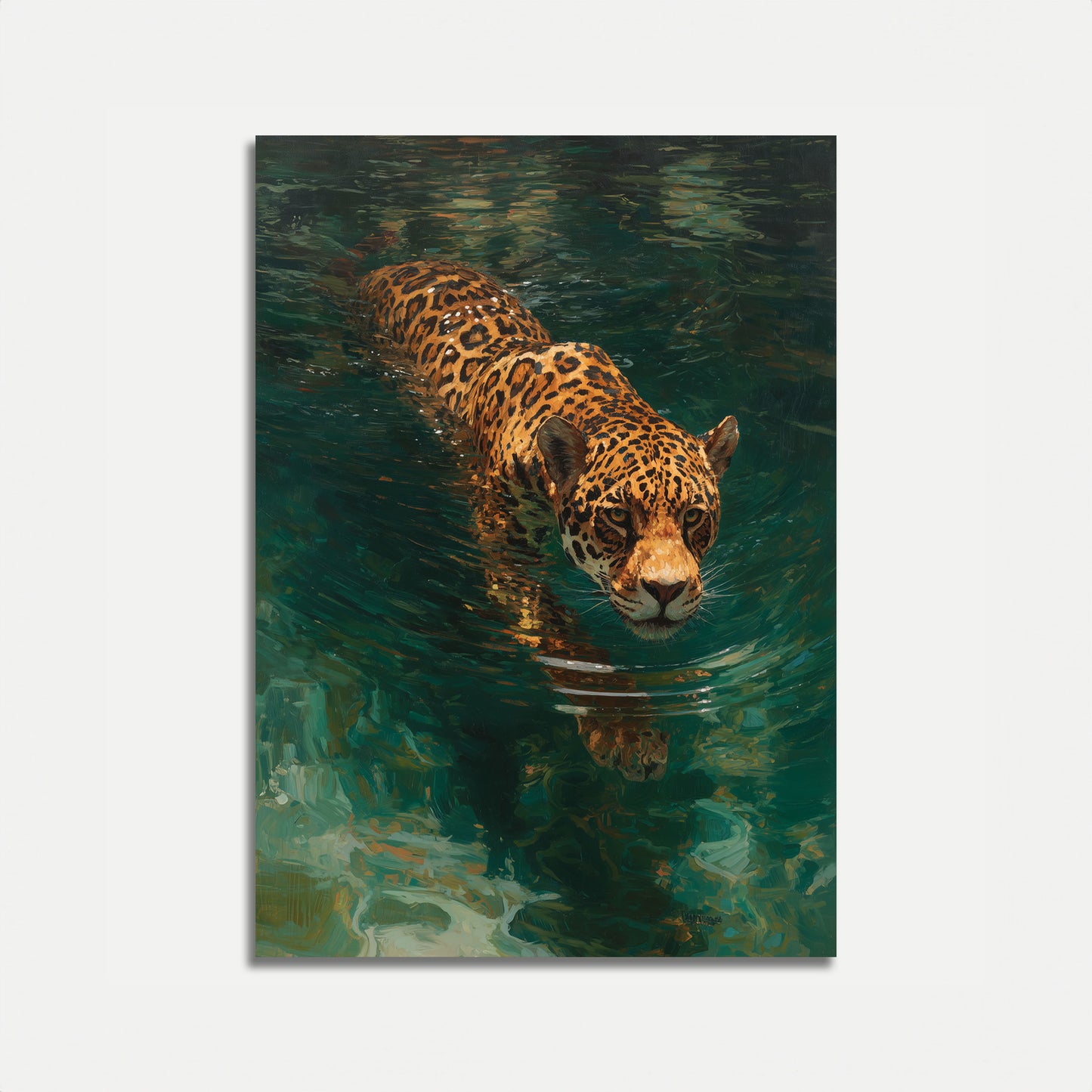 Jaguar Swimming in River Poster