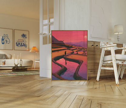 Rice Terraces at Sunset Poster