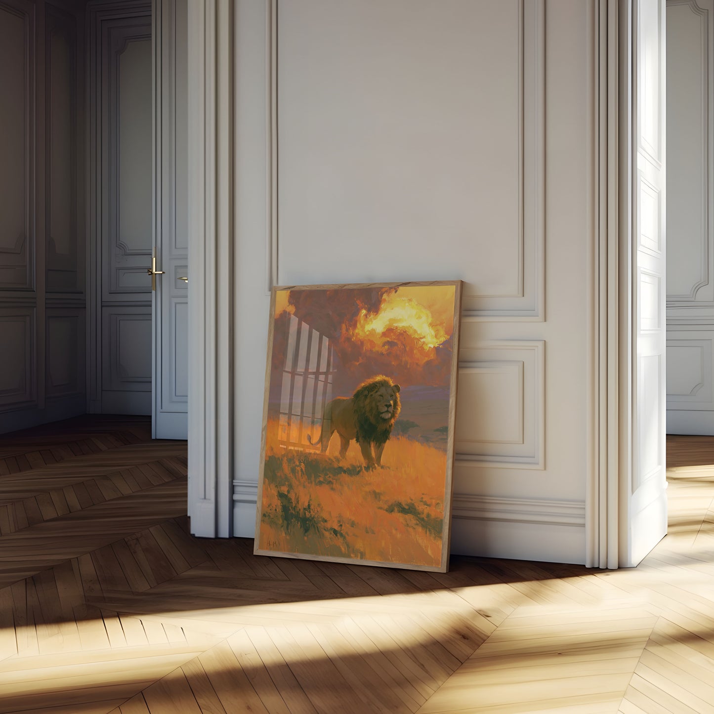 Majestic Lion at Sunset Poster