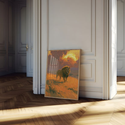 Majestic Lion at Sunset Poster