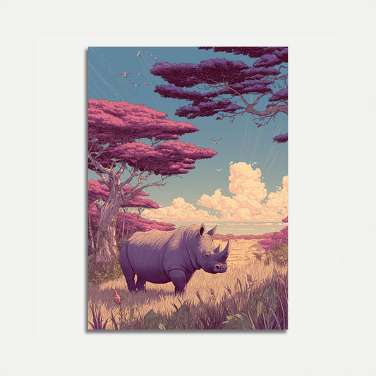 African Rhino Dreamscape Poster
