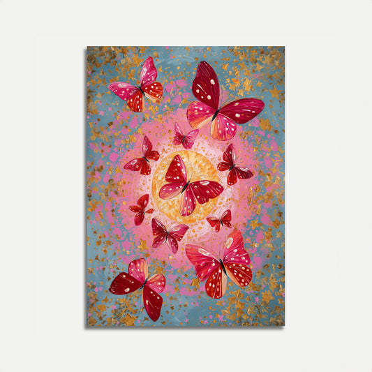 Dancing Red Butterflies Poster