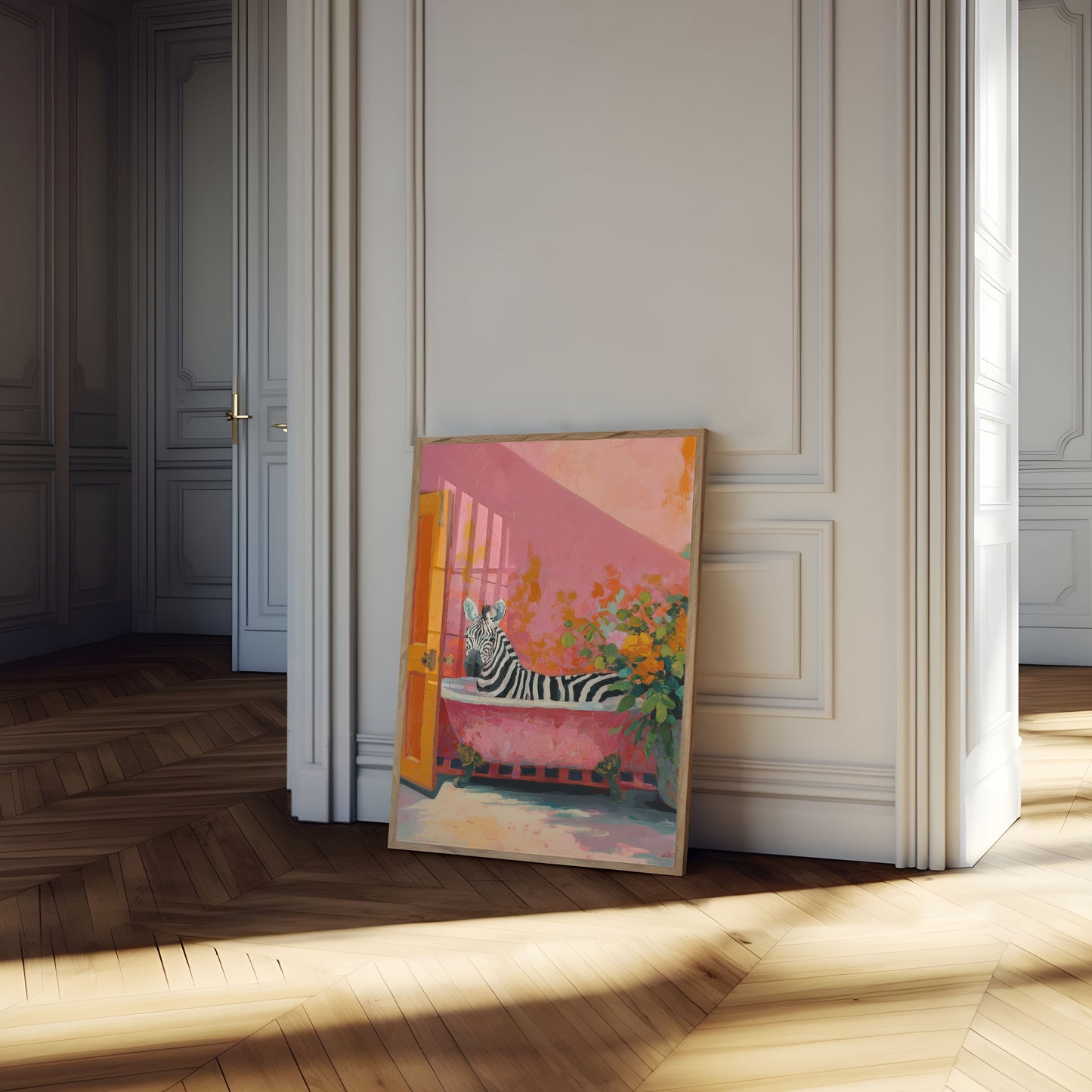 Kunstposter voor bij de badkamer: Zebra