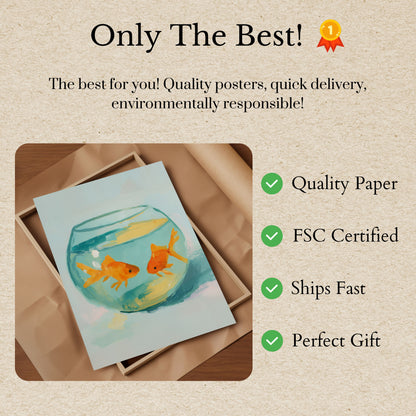 Goldfish Bowl Watercolor Poster