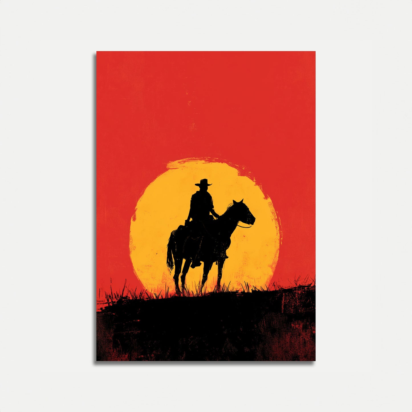 Sonnenuntergangs-Cowboy-Reiter-Poster