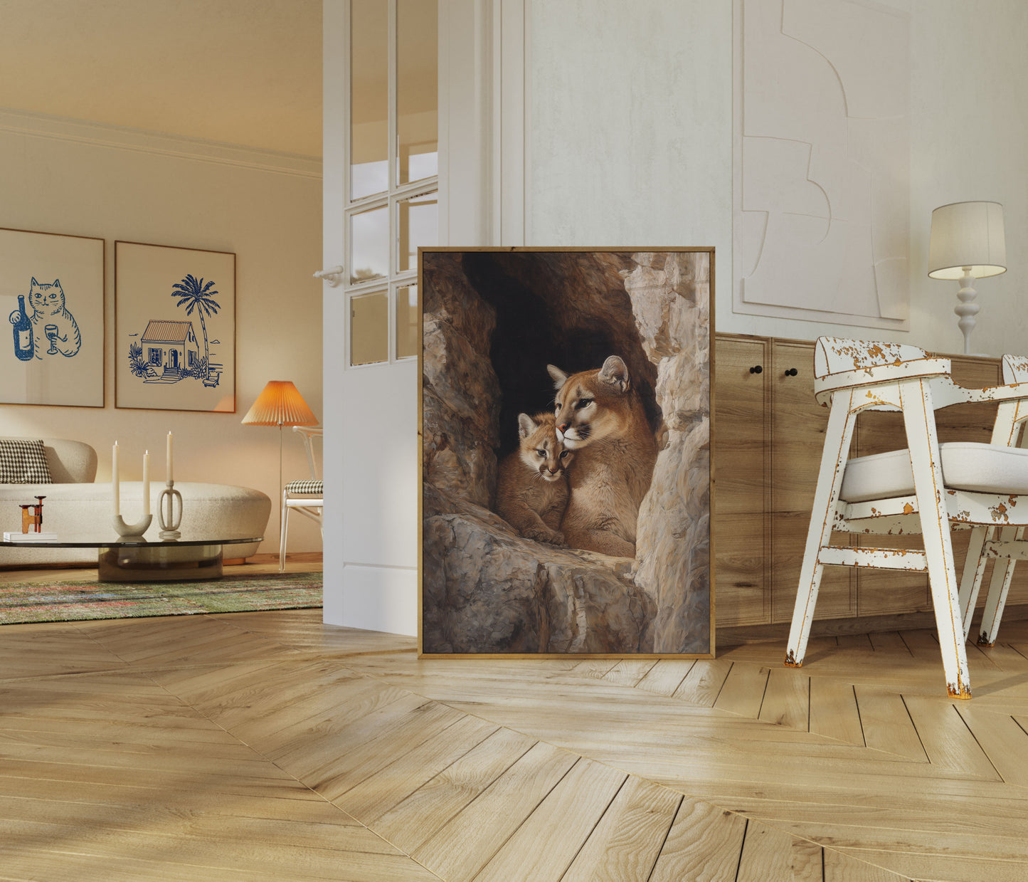 Mountain Lion and Cub Poster