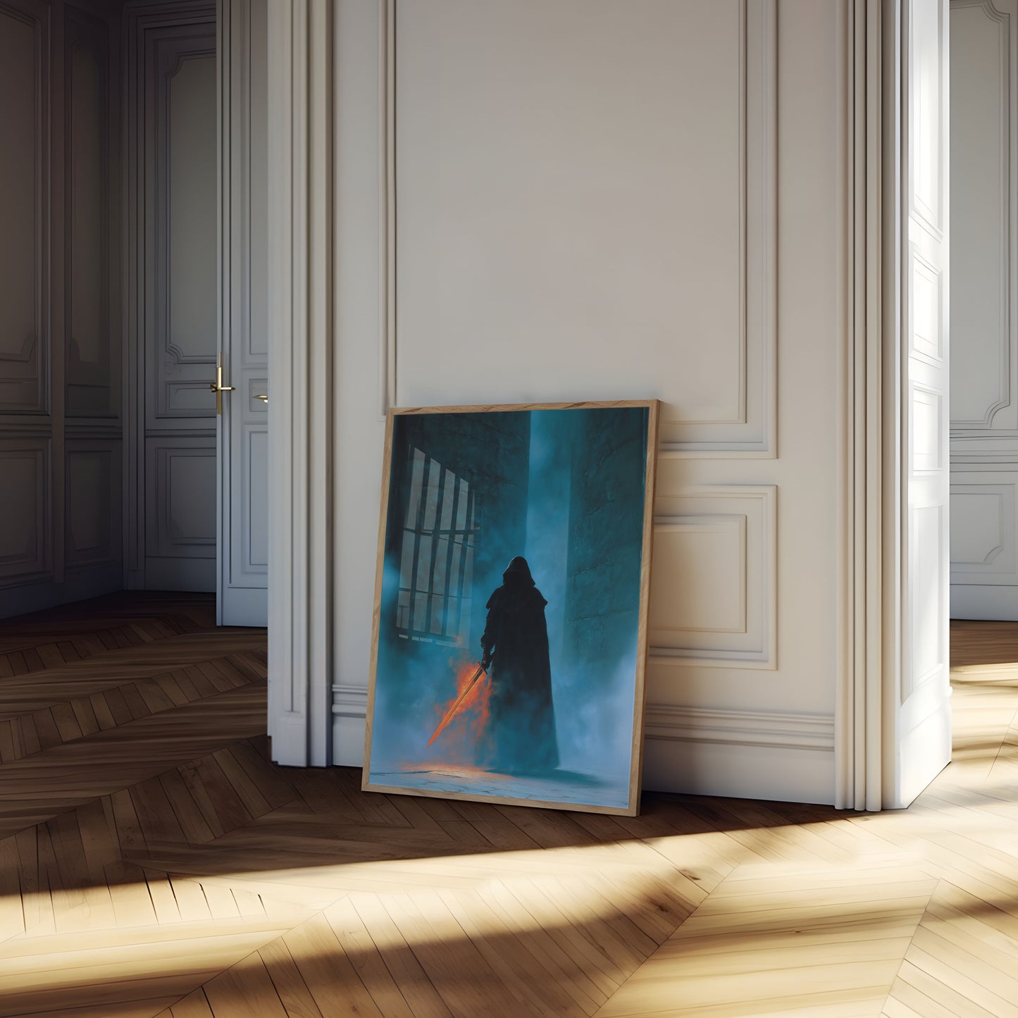 Dark Knight Flaming Sword Poster