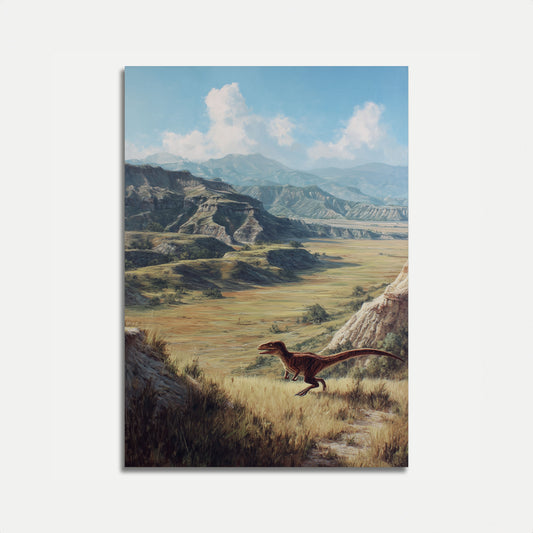 Prehistoric Landscape Velociraptor Poster