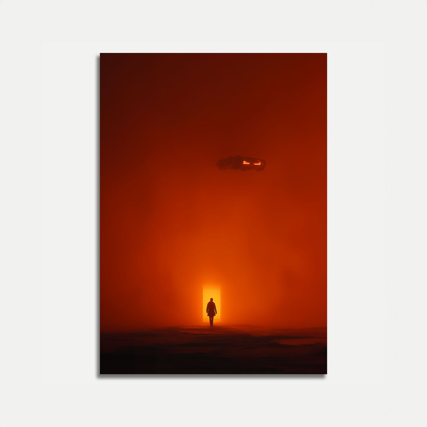 Surrealistisk UFO-møde ved solnedgang plakat