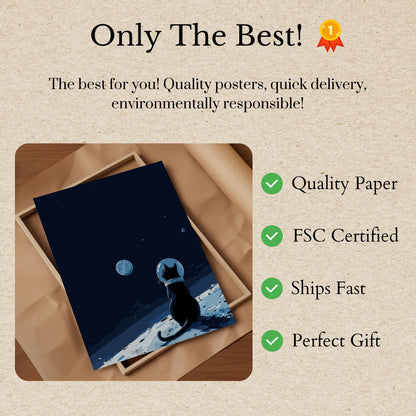 Póster del Astronauta Gato Mirando la Tierra