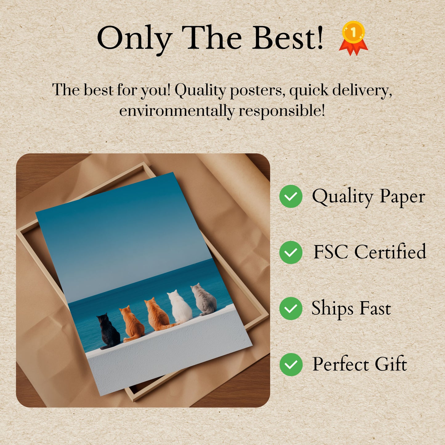 Cats Watching Ocean Horizon Poster