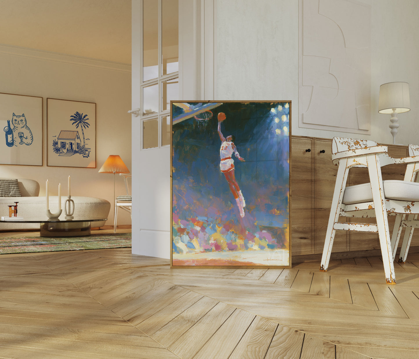 Plakát: Basketbalista smečuje