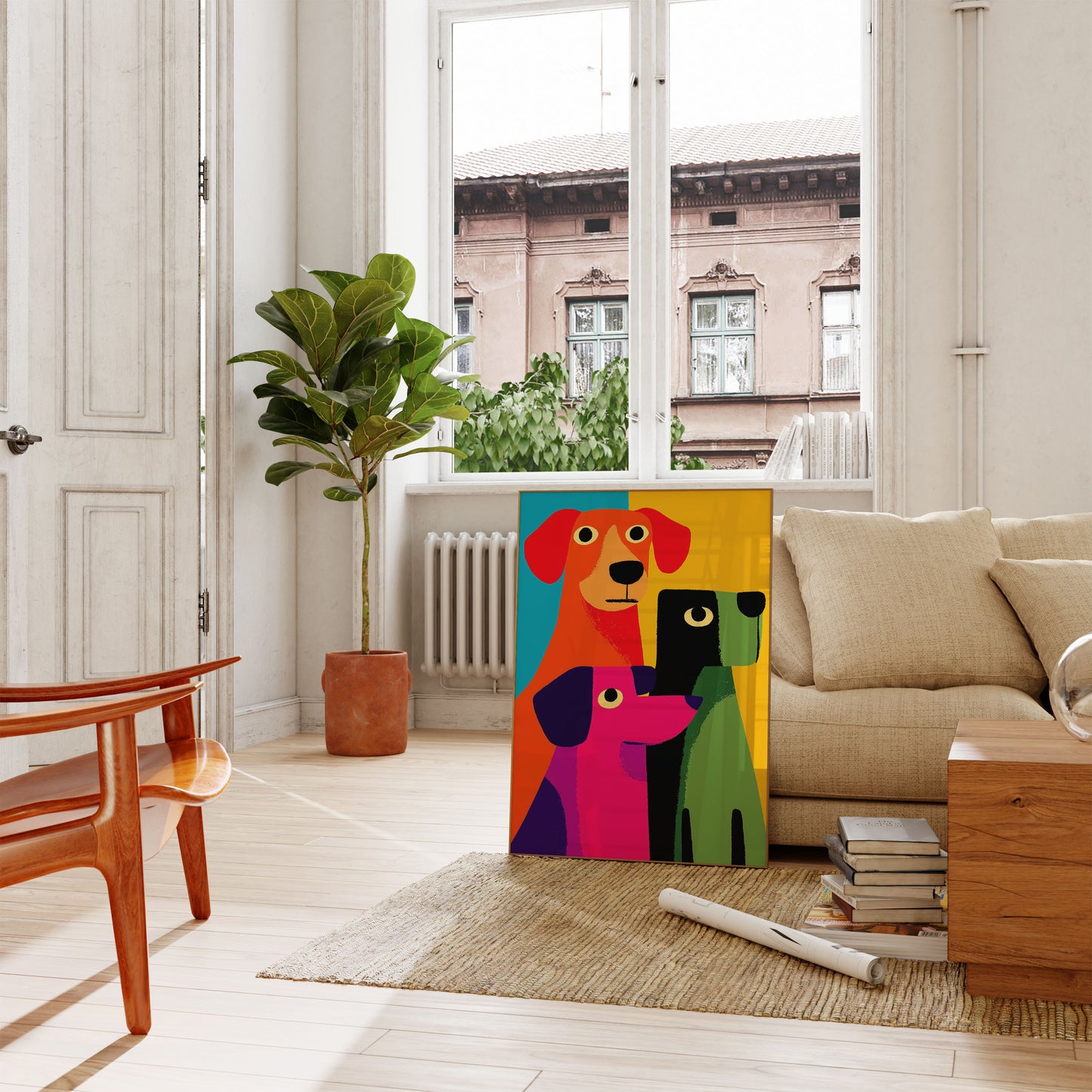 Colorful Dogs Abstract Poster