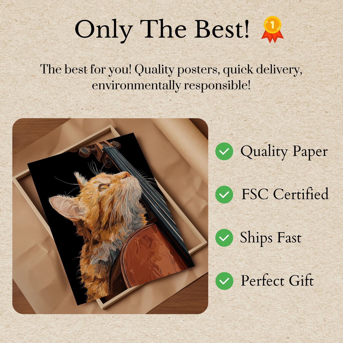 Póster de gato con melodía musical