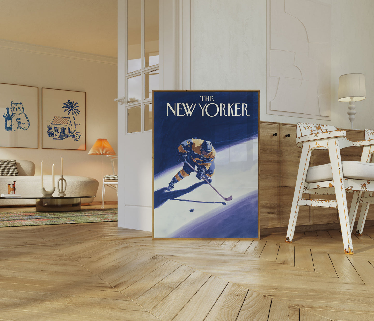 Hockey Ice Action New Yorker Poster