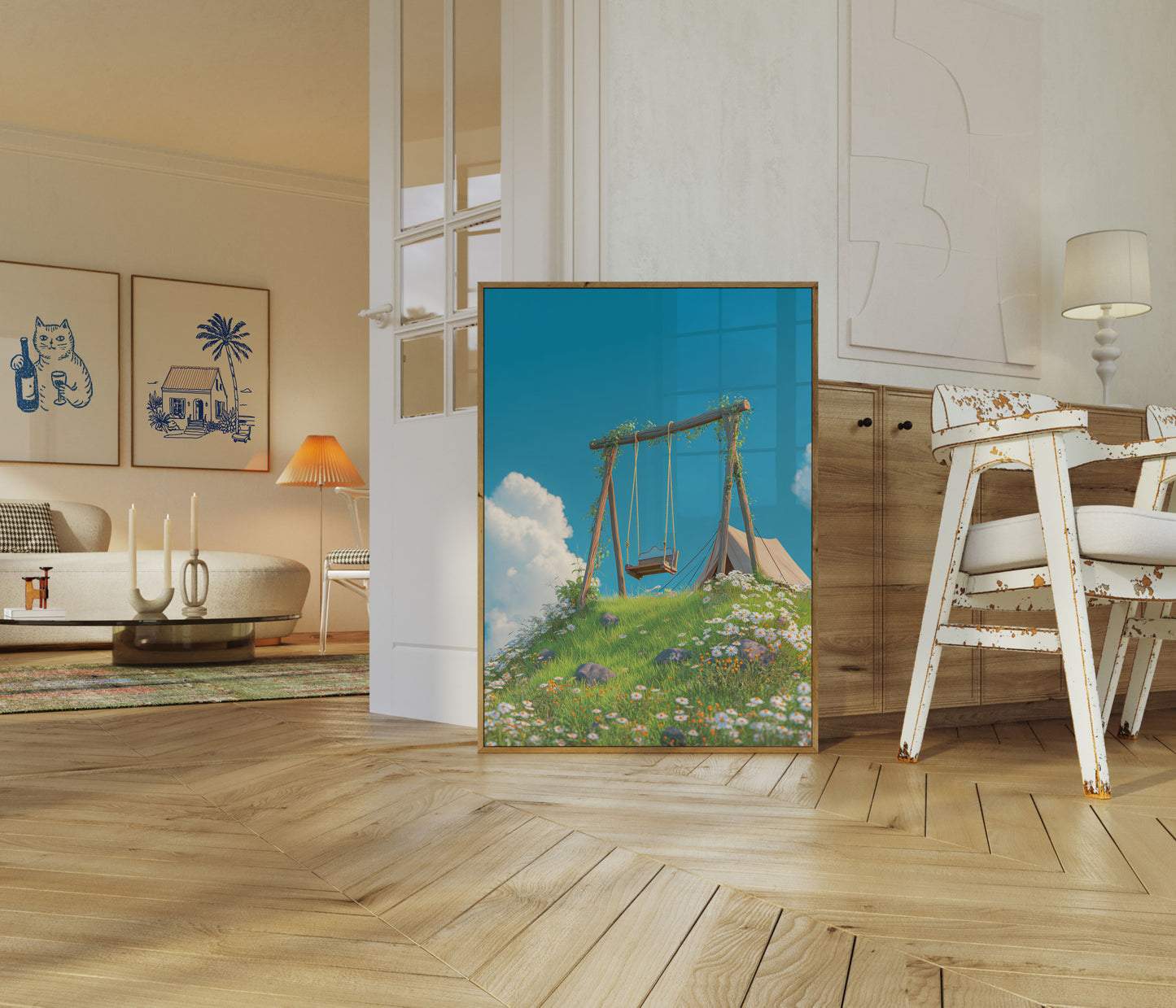 Daisy Meadow Swing Poster
