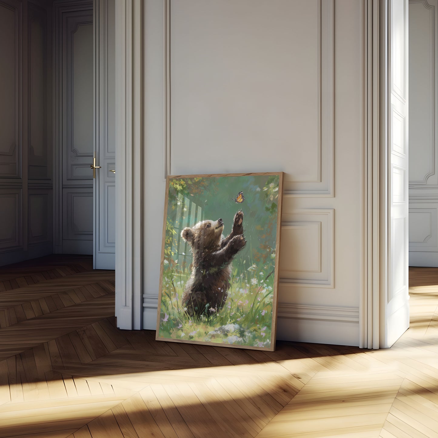 Bär fängt Schmetterling Plakat