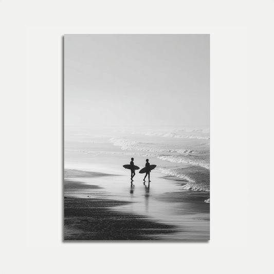 Cartel de Surfistas Entrando al Océano