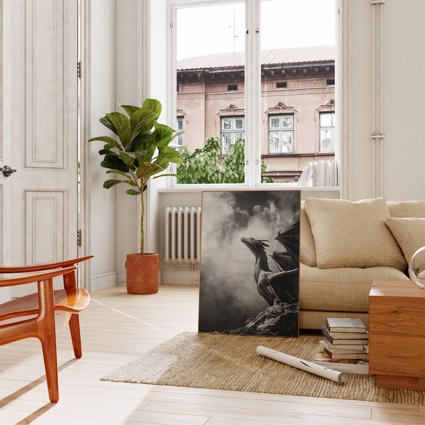 Majestic Dragon in Clouds Poster