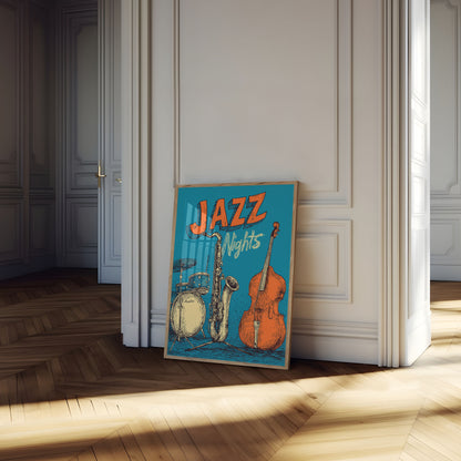 Jazz Nights Musical Instruments Poster