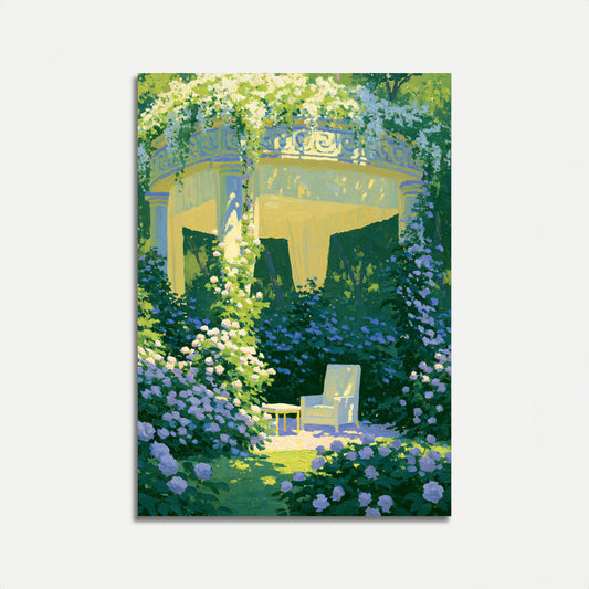 Plakat: Hagepergola med Hortensiaer