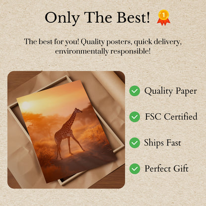 Golden Savanna Giraffe Poster