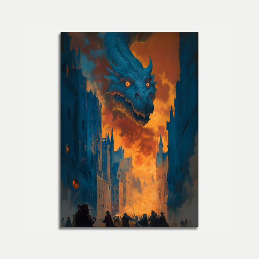 Poster Incendio Città Caos Drago