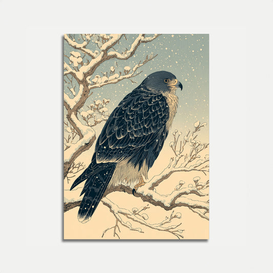 Affiche Faucon Pèlerin Neige Hivernale
