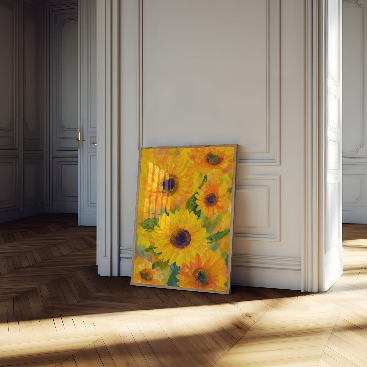 Zonnebloemen Olieverfschilderij Poster