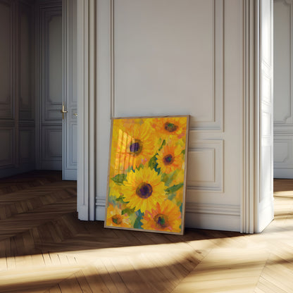 Zonnebloemen Olieverfschilderij Poster