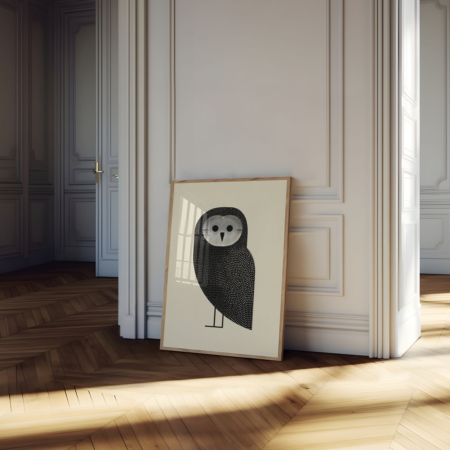Geometric Black Owl Poster