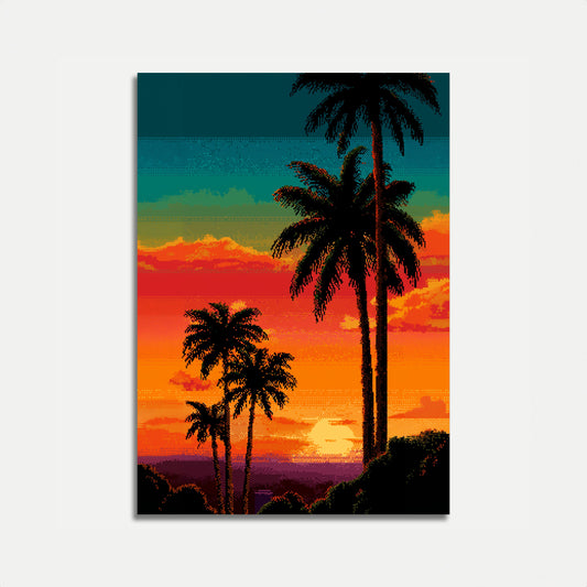 Tropical Sunset Palm Trees Poster