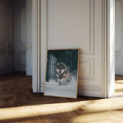 Wild Wolf Running Poster