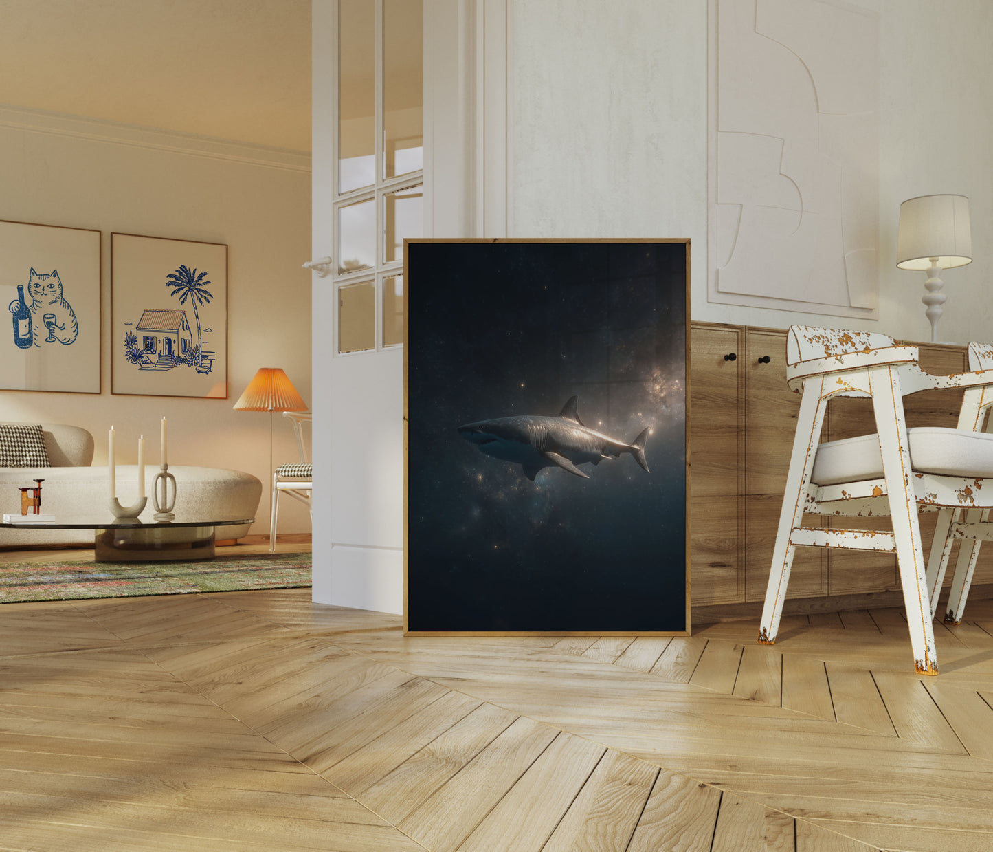 Cosmic Shark Space Voyage Poster