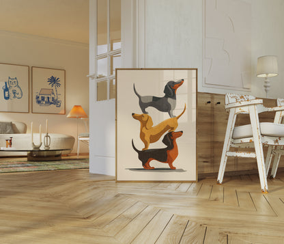 Stacked Dachshund Dogs Poster