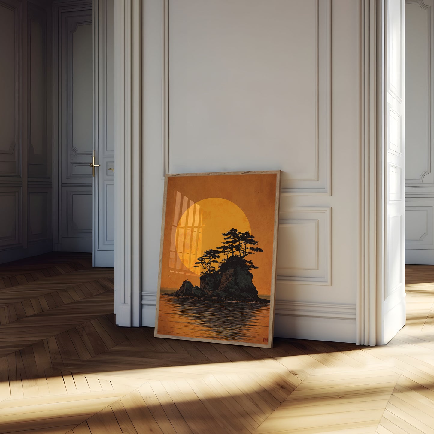 Bonsai Tree Sunset Island Poster