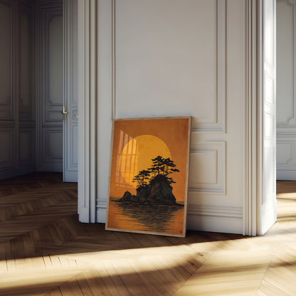 Bonsai Tree Sunset Island Poster