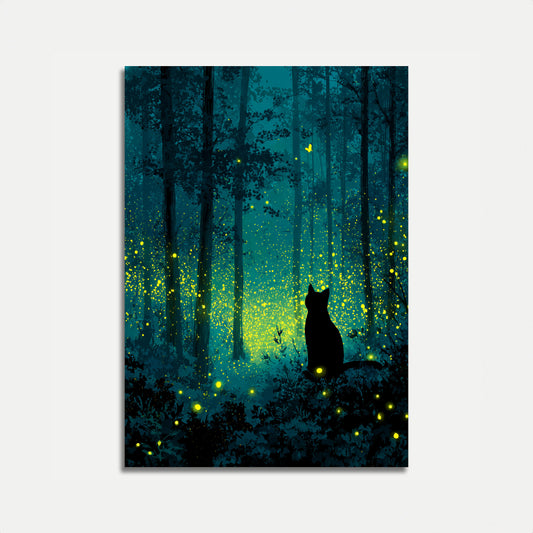 Cat in Enchanted Forest Poster