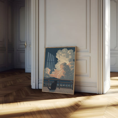 Kat ser på lynnedslag Storm Plakat