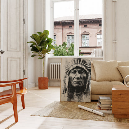 Native Elder Headdress Portrait Poster