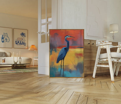 Blue Heron Sunset Poster