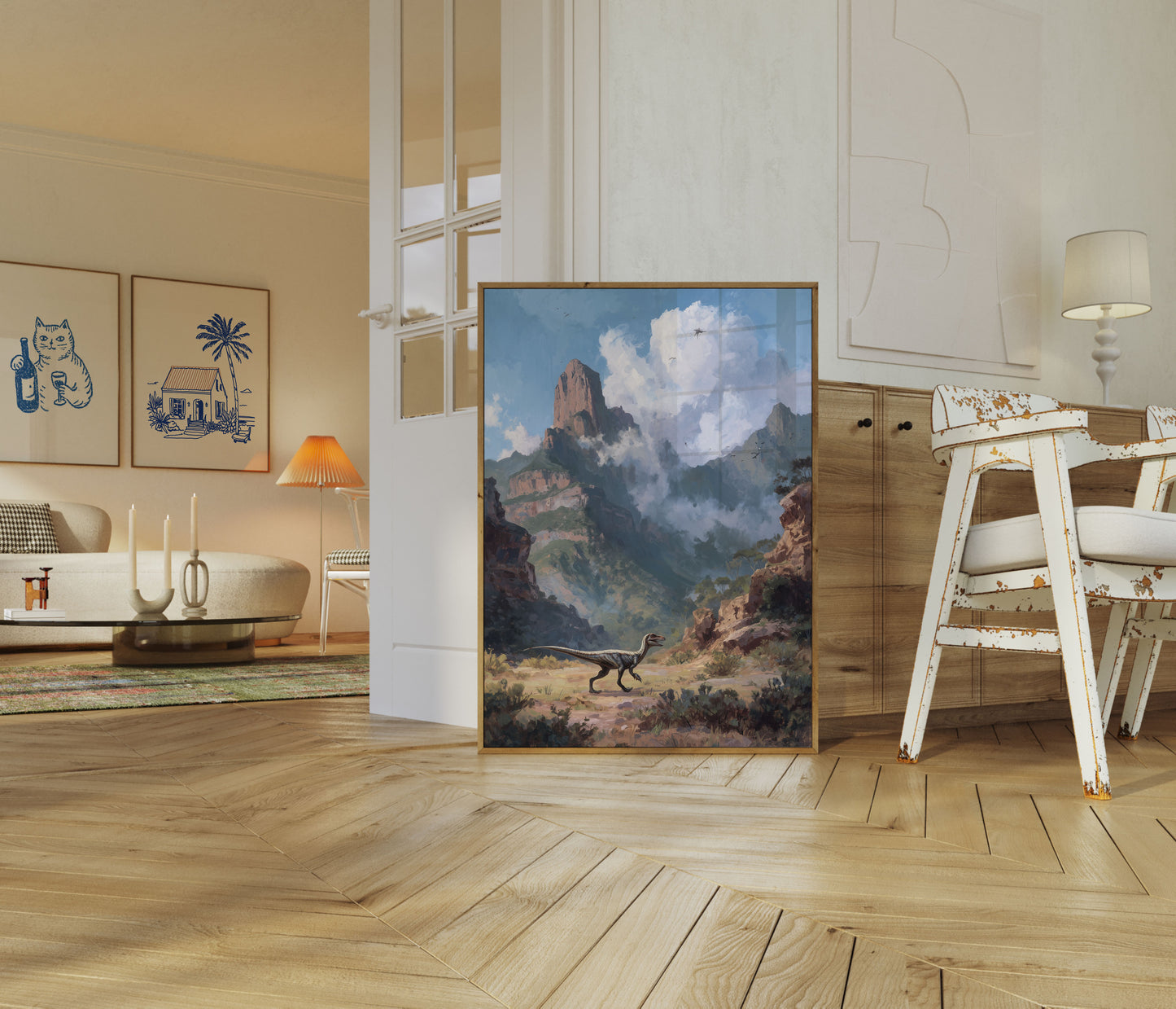 Póster del Velociraptor de la naturaleza primigenia