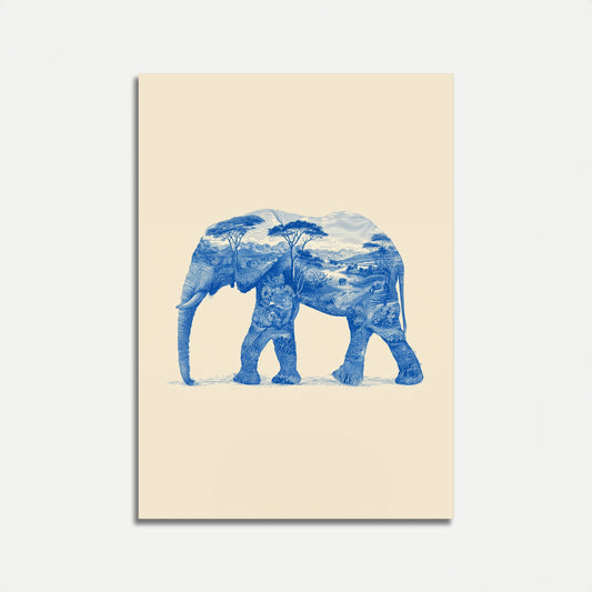 Blue Elephant Landscape Poster