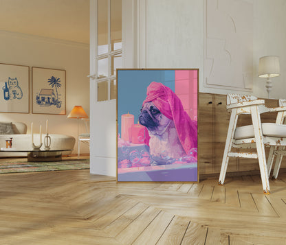 Affiche Zen Pug pour une journée au spa