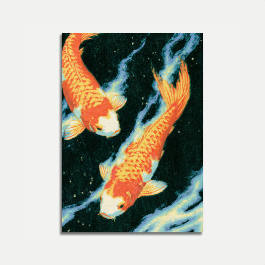 Poissons Koi dans les Courants d'Eau Affiche