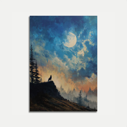 Moonlit Wolf Wilderness Poster
