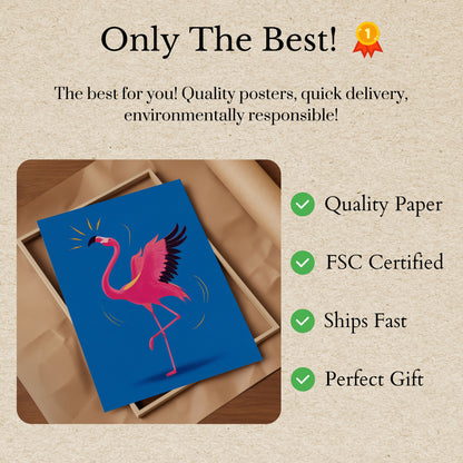 Dansende Roze Flamingo Poster