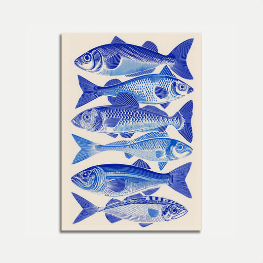 Modrá Rybí Vrstvy Plakát